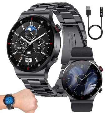 SMARTWATCH MĘSKI ELEGANCKI ZEGAREK POLSKIE MENU WIELOFUNKCYJNY ROZMOWY PL
