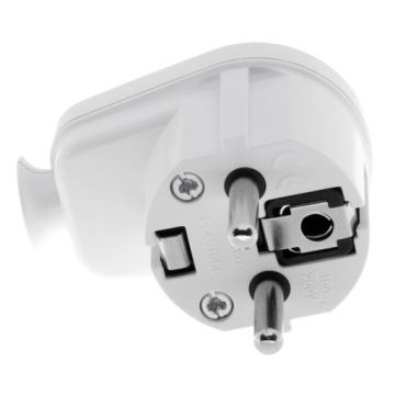 Угловая вилка, съемная с заземлением, белая, 16 А, 230 В.