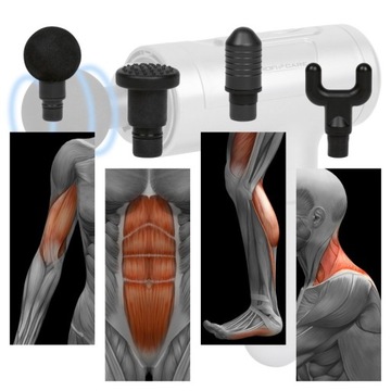 PISTOLET DO MASAŻU CIAŁA RĘCZNY GUN + 4 KOŃCÓWKI