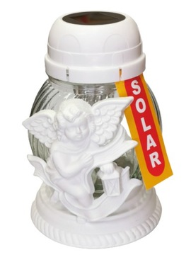 Znicz solarny szklany solarny aniołek LED SOLAR