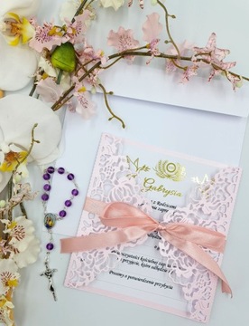 ПРИГЛАШЕНИЯ НА КРЕЩЕНИЕ, АЖУРНОЕ КРЕЩЕНИЕ, РОЗОВОЕ ЗОЛОТО