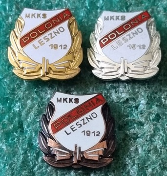 ODZNAKA MKKS POLONIA LESZNO ZŁOTA,SREBRNA,BRĄZOWA - KOMPLET 3 SZTUKI
