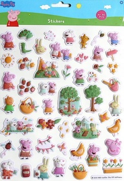 ŚWINKA PEPPA. PEPPA PIG. NAKLEJKI WYPUKŁE. 50 SZT