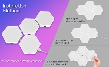 10x ШЕСТИГРАННАЯ RGB ИГРОВАЯ НАСТЕННАЯ ЛАМПА МОДУЛЬНАЯ СИНХРОНИЗАЦИЯ МУЗЫКИ
