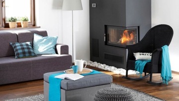 KOMINEK NAROŻNY WKŁAD KOMINKOWY Zibi DECO moc 11Kw LEWY Ø 180 - REKUPERACJA