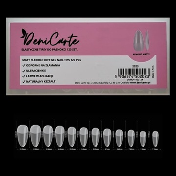 FLEXI SOFT GEL TIPS MIĘKKIE TIPSY ŻELOWE POD ŻEL MATOWE 120 SZT. MIGDAŁ