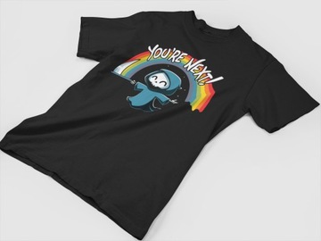 Koszulka T-shirt śmieszna z nadrukiem ducha z tęczą "You're next" L