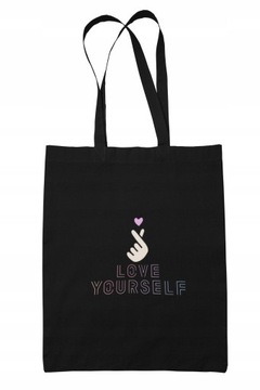 Torba na ramię Kpop BTS Army bawełniana Shoperka Modna Czarna