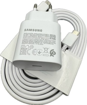 ORGINALNA ŁADOWARKA SUPER FAST 25W SAMSUNG + KABEL C-C DŁUGI SZYBKI S24 A53