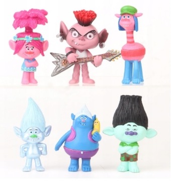 Figurki Trolle Trolls World Tour Bajka Dekoracja Na Tort 6 sztuk