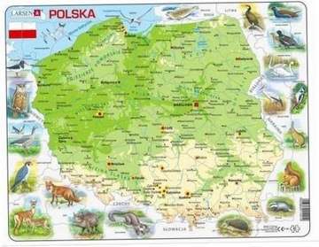 Układanka Mapa Polska fizyczna zwierzęta Maxi