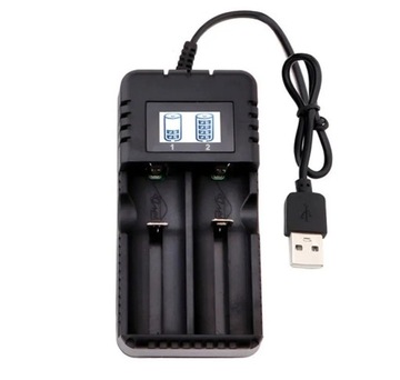 ŁADOWARKA 3.7V LCD USB 2x AKUMULATOREK 18650 26650