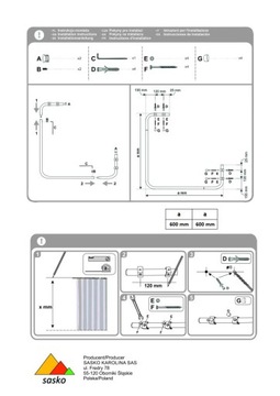 УГЛОВОЙ ДУШЕВОЙ ШТОР 60X60 ДУШЕВОЙ ПОДДОН
