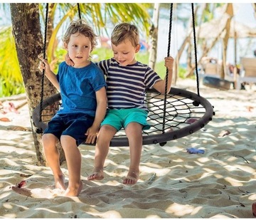 КАЧЕЛИ ГНЕЗДО АИСТА XL 100см ЗЕЛЕНЫЕ И ЧЕРНЫЕ ВЕРЕВКИ 18мм