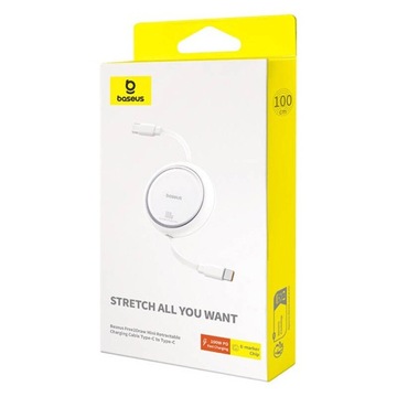 Кабель Baseus Free2Draw USB-C — USB-C, PD, 100 Вт, 1 м (белый)