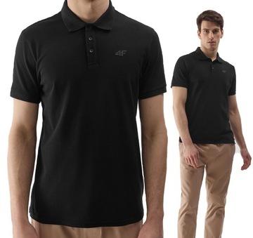 4F KOSZULKA MĘSKA POLO KOŁNIERZYK TPTSM130 CZARNA XL