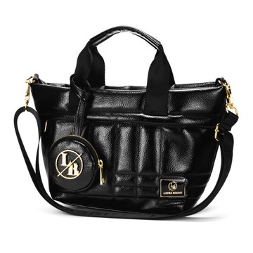 TOREBKA SHOPPER LAURA BIAGGI LISTONOSZKA CZARNA NA RAMIĘ NEW