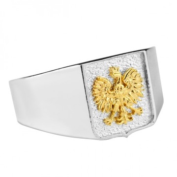 ПАТРИОТИЧЕСКОЕ СЕРЕБРЯНОЕ КОЛЬЦО 925 ПРОБЫ С ПОЗОЛОЧЕННЫМ ОРЛОМ-ПЕЧАТКОЙ