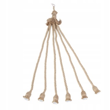 LAMPA OPRAWA E27 SZNUR JUTOWY 6 GŁOWA 1M