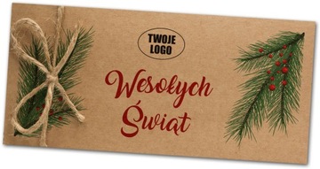 Boho kartki świąteczne z nazwą firmy z kopertami