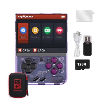 Прозрачная фиолетовая консоль Портативная игровая консоль Miyoo mini plus PS1