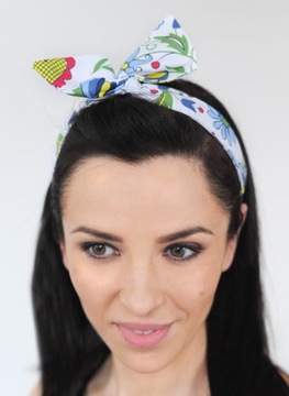 Opaska folk pinup na włosy kaszubska biała