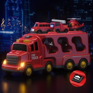 STRAŻ WÓZ STRAŻACKI POŻARNA NAPĘD SAMOCHÓD ZABAWK Z ŚWIATŁO MUZYKA DUŻY 7W1
