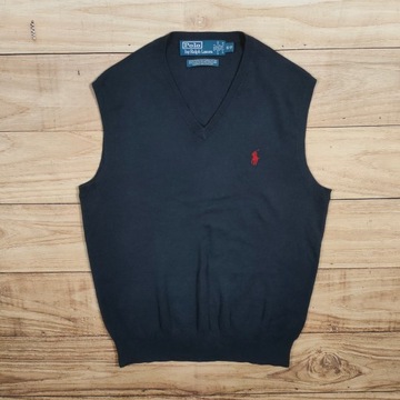 POLO RALPH LAUREN Sweterek Bezrękawnik V Neck Męska Logowana r. S