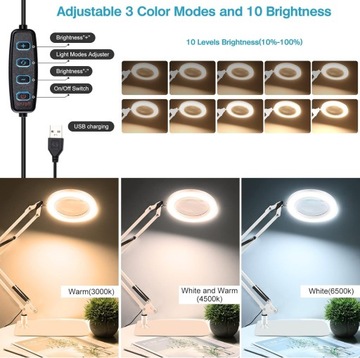 КОСМЕТИЧЕСКАЯ ЛУПА СВЕТОДИОДНАЯ ДЕРМАТОЛОГИЧЕСКАЯ ЛАМПА ЛУПА 10 X 2 В 1