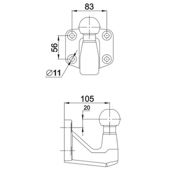 Kula Flanszowa Haka Holowniczego Odkuwka 83x56mm do Fiat Ducato II od 2006