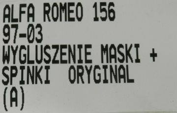 ALFA ROMEO 156 97-03 TLUMENÍ KAPOTY + SPONKY