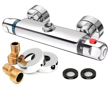 BATERIA PRYSZNICOWA Z TERMOSTATEM NATRYSKOWA TERMOSTAT PRYSZNIC CHROM