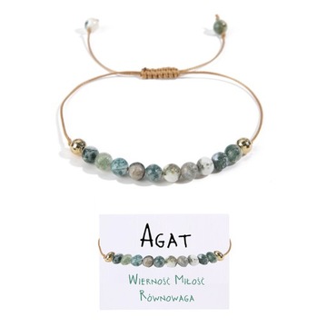BRANSOLETKA DAMSKA KAMIEŃ AGAT AMULET WIERNOŚĆ