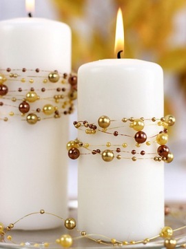 Жемчужная гирлянда с золотым жемчугом Свадьба Крещение Причастие 6,5 м 130 см х 5 шт.
