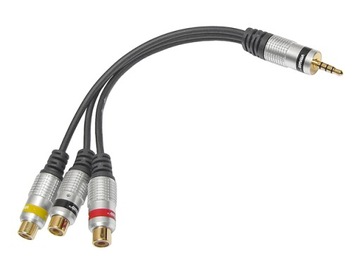 Adapter JACK TRRS 3.5/4P-3xRCA/CINCH VITALCO 0.2m