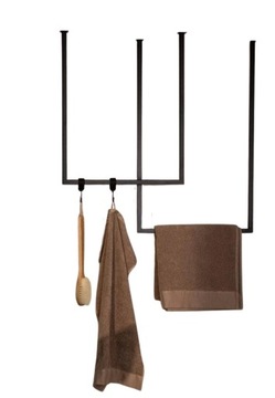 WIESZAK NA RĘCZNIKI ŁAZIENKOWY 80x40 CM LOFT Z HACZYKAMI CZARNY, BIAŁY