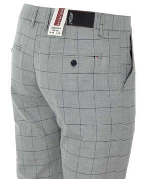 БРЮКИ ИЗ ЭЛЕГАНТНОГО МАТЕРИАЛА, СВЕТЛО-СЕРЫЕ, В Клетку, W36