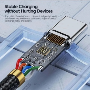 Кабель Tooki USB-C — USB-C, 3 м, быстрая зарядка PD 100 Вт, 3 метра