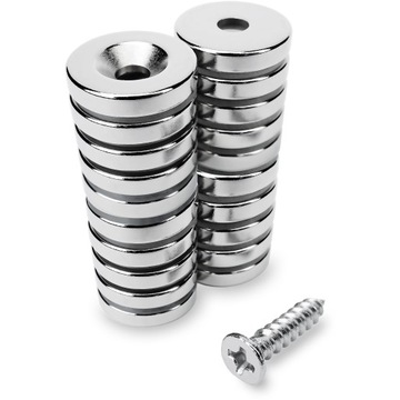 MAGNES NEODYMOWY Z OTWOREM POD WKRĘT 15x3 mm, Okrągły Pierścieniowy, 20 szt