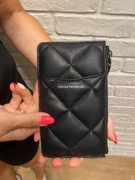EMPORIO ARMANI luksusowy damski portfel na telefon etui BLACK NOWOŚĆ