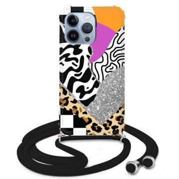 ETUI CROSSBODY BLACK do IPHONE 13 PRO Łatki Wzory