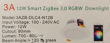 Умный светодиодный потолочный светильник Tuya Zigbee 3.0 мощностью 12 Вт, галогенный RGBCW для смартфона
