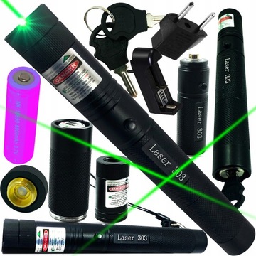 MOCNY LASER XXXL WSKAŹNIK LASEROWY POINTER AKUMULATOR DISCO ZESTAW+SOCZEWKA