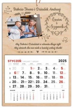 KALENDARZ dla BABCI I DZIADKA PREZENT NA DZIEŃ BABCI I DZIADKA ZDJĘCIE IMIĘ