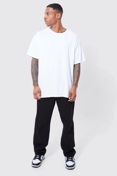 Z NADRUKIEM NA PLECACH L IC21307 *BOOHOO BIAŁY T-SHIRT OVERSIZE