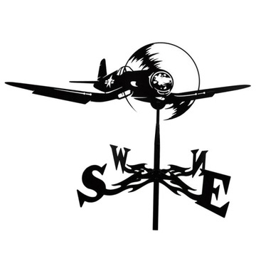 Produkty metalowe 29,5-calowy Deluxe Weathervane Czarny Ozdoba Dobry samolot