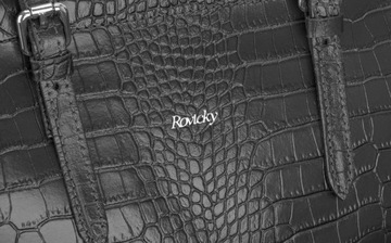 Skórzana, włoska torba damska z motywem krokodylej skóry - Rovicky