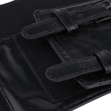 Modny skórzany gorset Steampunkowy seksowny pas biodrowy, D czarny 74 cm