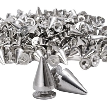 200/10 шт. серебряные конические шипы, металлические шпильки с завинчивающейся головкой, сделай сам, ручная работа в стиле панк