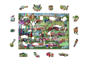 Puzzle Drewniane 200 elementów Samochody Zabytkowe